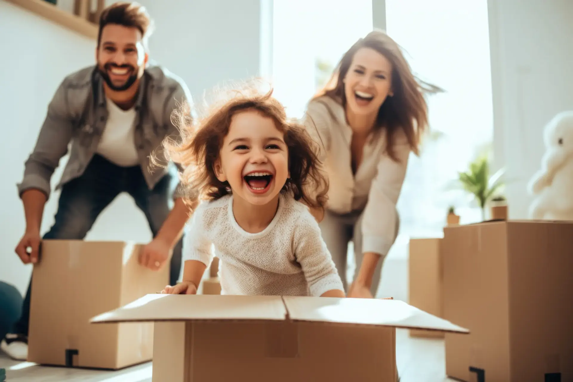 Famille heureuse avec leur conseiller immobilier ikami